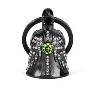 Birthstone Angel Wings Guardian Bell for Motorbikes: Cross Gremlin Bell Motorcycle, Keychain Key Rings Motorbike Accessories Lucky Viking Gifts for Men and Women