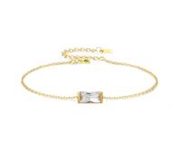 Birthstone Bracelet for Women 14k Gold Plated Birth Stone Charms Bracelet Dainty Gold Bracelet Fashion Jewelry Birthday for Mother Friends Wife Anniversary, 6.3, Stainless Steel, no gemstone