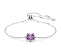 Birthstone bracelet, Square cut, February, Purple, Rhodium plated