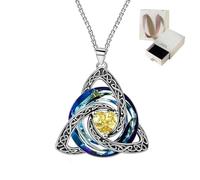 Birthstone Celtic Trinity Knot Necklace, 12 Custom Birthstones | Birthstone Celtic Knot Necklace for Women - Unbreakable Bond of Faith, Love, And Unity, For Mothers, Daughters, Soulmates