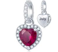 Birthstone Charms, 925 Sterling Silver Heart Dangle Charm, Sparkling CZ Compatible with Pandora Charm Bracelet, Necklace, Birthday Gifts for Women/Wife/Mother/Sister