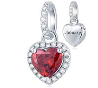 Birthstone Charms, 925 Sterling Silver Heart Dangle Charm, Sparkling CZ Compatible with Pandora Charm Bracelet, Necklace, Birthday Gifts for Women/Wife/Mother/Sister