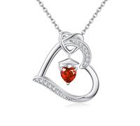 Birthstone Graduation Necklace S925 Sterling Silver Class of 2024 Bachelor Cap Necklaces Class of 2025 Heart Pendant College High School Graduation Jewelry Gifts for Women (July-Ruby)