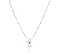 Birthstone Guardian Angel Necklace for Girls | Sterling Silver Birthstone Pendant | Christening or Birthday Gift (July - Ruby)