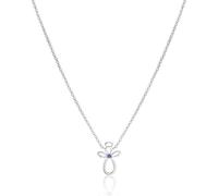 Birthstone Guardian Angel Necklace for Girls | Sterling Silver Birthstone Pendant | Christening or Birthday Gift (February - Amethyst)
