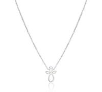Birthstone Guardian Angel Necklace for Girls | Sterling Silver Birthstone Pendant | Christening or Birthday Gift (October - Opal)