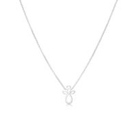 Birthstone Guardian Angel Necklace for Girls | Sterling Silver Birthstone Pendant | Christening or Birthday Gift (June - Pearl)
