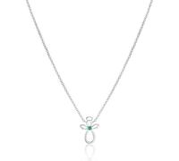 Birthstone Guardian Angel Necklace for Girls | Sterling Silver Birthstone Pendant | Christening or Birthday Gift (May - Emerald)