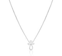 Birthstone Guardian Angel Necklace for Girls | Sterling Silver Birthstone Pendant | Christening or Birthday Gift (April - White Topaz)