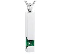 birthstone Inlay Memorial Pendant Crystal bar Necklace Cremation Jewelry Urns For Ashes locket WoMen-green