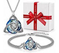 Birthstone Necklace and Bracelet Set Celtic Knot Jewelry for Women Pendant | Stainless Steel Chain and Heart Detail Create a Meaningful Gift Choice Anniversary Birthday Daily Wear