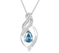 Birthstone Necklace for Women 925 Sterling Silver Infinity Teardrop Pendant Birthday Anniversary Valentines Gifts for Her Girlfriend Wife Mom Women Girls -18+2 Inch Sliver Chain(December)