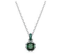 Birthstone pendant, Square cut, May, Green, Rhodium plated