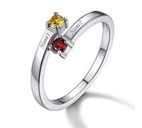 Birthstone Rings for Women Customised AAAAA+ Cubic Zirconia Silver Wedding Band Ring for Bride