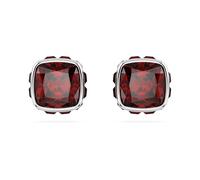 Swarovski Birthstone stud earrings, Square cut, January, Red, Rhodium plated