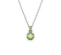 Birthstone White Rhodium Plated Green Crystal Pendant Necklace
