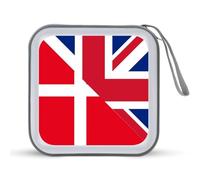 Birtish And Denmark Flag Printed CD Case Hard Plastic Protective DVD Storage Binder Bag for Home Office