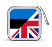 Birtish And Estonia Flag CD Case Portable Storage Bag Waterproof Holds 40 DVDs for Home Office Travel