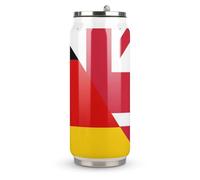 Birtish and Germany Flag Fashion Coke Cup Stainless Steel Insulated Tumbler with Lid and Straw Reusable Drinking Bottle