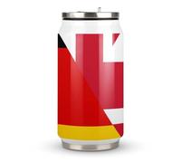 Birtish and Germany Flag Fashion Coke Cup Stainless Steel Insulated Tumbler with Lid and Straw Reusable Drinking Bottle