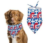 Birtish And Greece Flag Printed Dog Bandanas Adjustable Triangle Pet Scarf Washable Puppy Bibs Kerchief