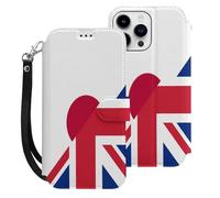 Birtish And Japan Flag Cell Phone Flip Leather Case Classic Protection Compatible with iPhone 15/15 Plus/15 Pro/15 Pro Max