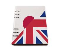 Birtish And Japan Flag Refillable Notebook 6 Ring Binder Foldable Loose-Leaf Notebooks A5 Planner Book with 90 Sheets Paper