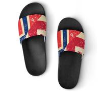 Birtish And Norway Vintage Flag Unisex Summer Sliders Waterproof Beach Slippers Lightweight Anti Slip House Shoes
