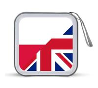Birtish And Poland Flag Trendy CD Case Hard Plastic Portable DVD Storage Binder Wallet for Car Home Office