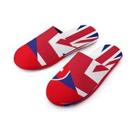 Birtish And Slovenia Flag Men's Slippers Memory Foam Indoor House Shoes Lightweight Washable Slipper 45-46_（11-12）