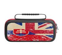 Birtish and Slovenia Vintage Flag Printed Portable Carrying Storage Case Compatible with Switch 20 Games Card Slots
