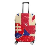 Birtish and Slovenia Vintage Flag Travel Luggage Case Cover Washable Suitcase Protector Funny Protective Baggage Fits 19-32 Inch
