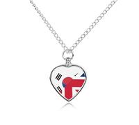 Birtish And South Korea Flag Printed Pet Urn Necklace for Unisex Ashes Cremation Memorial Keepsake Pendant Jewelry
