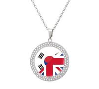 Birtish And South Korea Flag Women's Diamond Necklace Shiny Rhinestones Pendant Jewel Necklaces Romantic Trendy