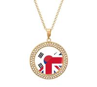 Birtish And South Korea Flag Women's Diamond Necklace Shiny Rhinestones Pendant Jewel Necklaces Romantic Trendy