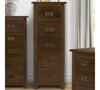 birtley tall wooden chest of 5 drawers in rustic oak