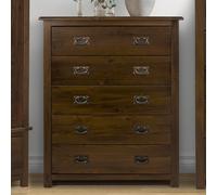 birtley wide wooden chest of 5 drawers in rustic oak