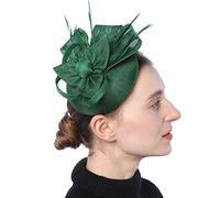 Biruil Women's Fascinator Hat Imitation Sinamay Feather Tea Party Pillbox Flower Derby, Za Green, One Size