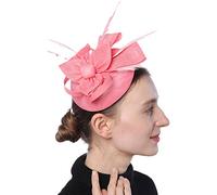 Biruil Women's Fascinator Hat Imitation Sinamay Feather Tea Party Pillbox Flower Derby, Za Pink, One Size