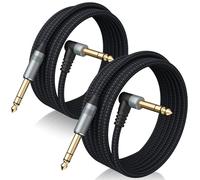 Birvemce 2 Pack Premium TRS Cable 10FT, 1/4 Inch TRS Cable- Noise Free and Long-Lasting Stereo 1/4 Audio Cable, Balanced Interconnect Line for Electric Guitar, Mixer, Studio Monitor, Right Angle