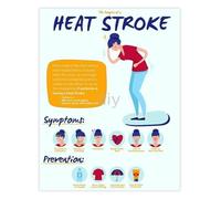 BIRXPMOS Heat Stroke Guide Symptoms and Prevention Educational Poster for School Summer Camp Activities(Unframed,16x24inch(40x60cm))