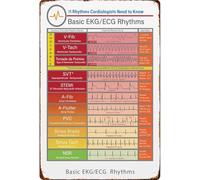 BIRXPMOS Humorous Basic EKG ECG Rhythms Study Guide Retro Tin Sign for Farm Bedroom Game Room Wall-Art 8 X 12 in
