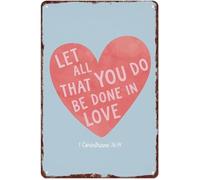 BIRXPMOS Let All That You Do Be Done In Love Inspirational Vintage Aluminum Plaque for Wall Decor in Home Bedroom 8 X 12 in
