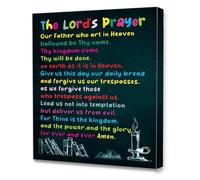 BIRXPMOS The Lords Prayer Canvas Bible Verses Wall-Art Ready to Hang for Nursery Classroom Bedroom Inspirational Decor(Framed,16x24inch(40x60cm))