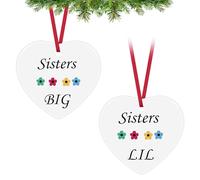 Bis Sister Little Sister Christmas Ornaments 2pcs Sister Ceramic Ornament Friendship Gifts for Women Girls Sister Family Sister Gifts from Sister Birthday Graduation Gift Ceramic Hanging Ornament Gift