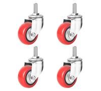 BiSaXieTa 3/4/5 Inch Heavy-duty Industrial PU Caster, M16 Industrial Threaded Stem Caster with Brake, Double Locking, Set of 4, for Trolley Serving Cart(Swivel,4inch)