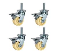 BiSaXieTa 4/5/6/8 Inch Swivel Industrial Caster, M20 Heavy Duty Nylon Threaded Stem Caster, with Brake, No Noise Replacement Castor, Set of 4, for Trolley, Workben(Brake,6inch)