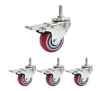 BiSaXieTa 4 Inch Heavy Duty Locking Caster, M20 Threaded Stem Industrial Caster, No Noise PU Swivel Castor, with Brake, Set of 4, Total Load Capacity 330kg/727Lbs(Brake,M20*30)