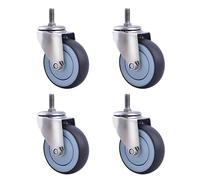 BiSaXieTa Heavy-duty Swivel Casters, 3"/4"/5" Diameter, M16 Threaded Stem Caster with Brake, No Noise, Dual Locking, for Indoor and Outdoor Mobile Equipment(Swivel,5"(125mm))