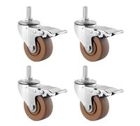 BiSaXieTa M16*30mm Industrial Threaded Stem Casters, 3/4/5 Inch Heavy Duty Nylon Locking Swivel Casters, with Brake, Set of 4, for Industrial, Furniture(Brake,3inch)